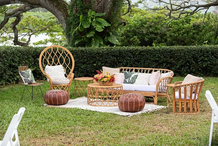Lounge setup rentals for Hawaii wedding
