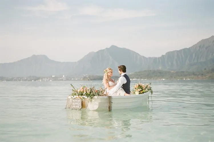 couple on a boat in hawaii