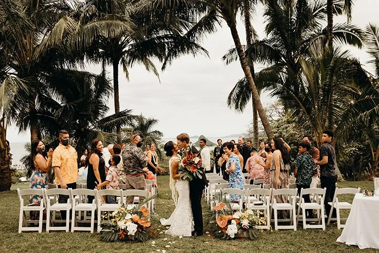 wedding celebration at paliku gardens